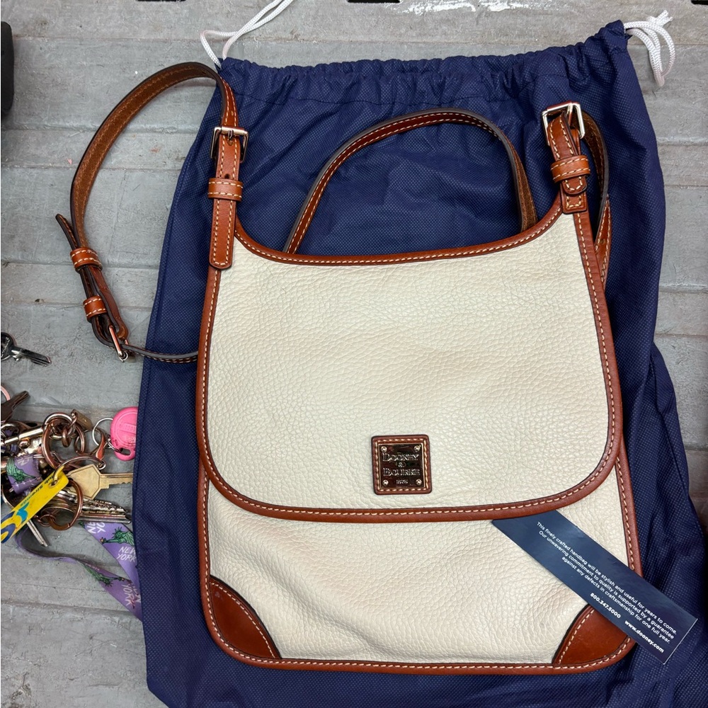 Dooney & Bourke Cream and Brown Shoulder Bag